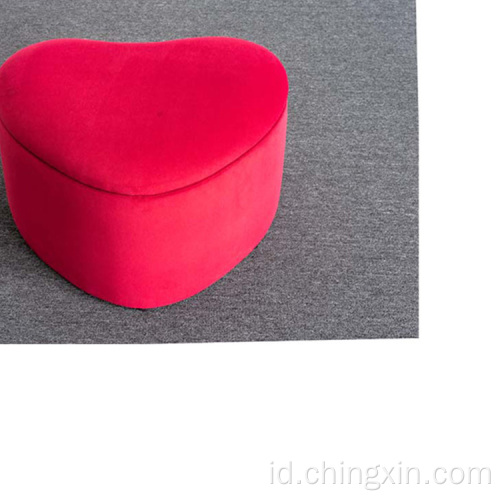 Penyimpanan Red Velvet Ottoman Furniture Ruang Tamu